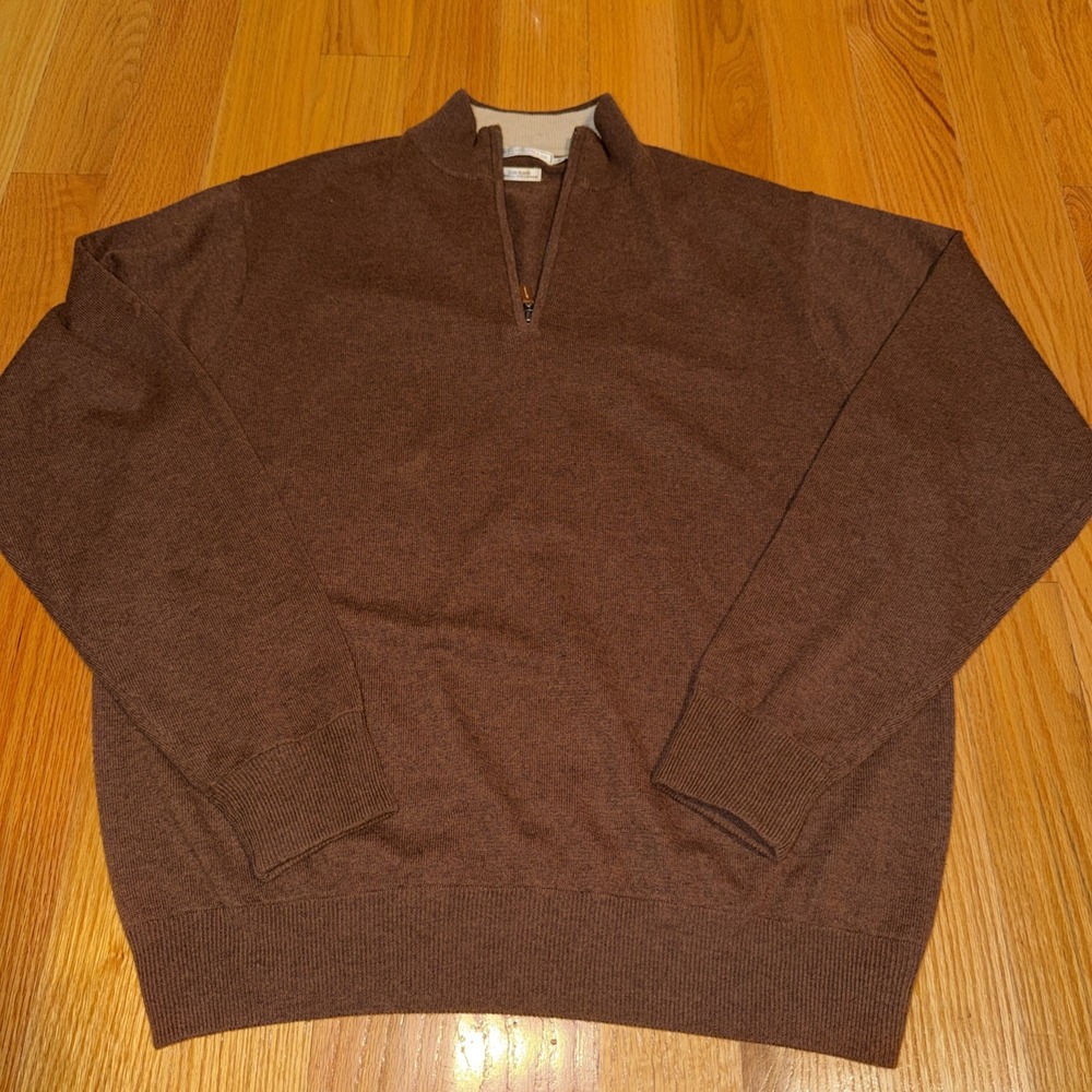 Peter Millar Mens Large Wool & Cashmere 1/4 ZipSweater Luxe Blend Dry Clean Only